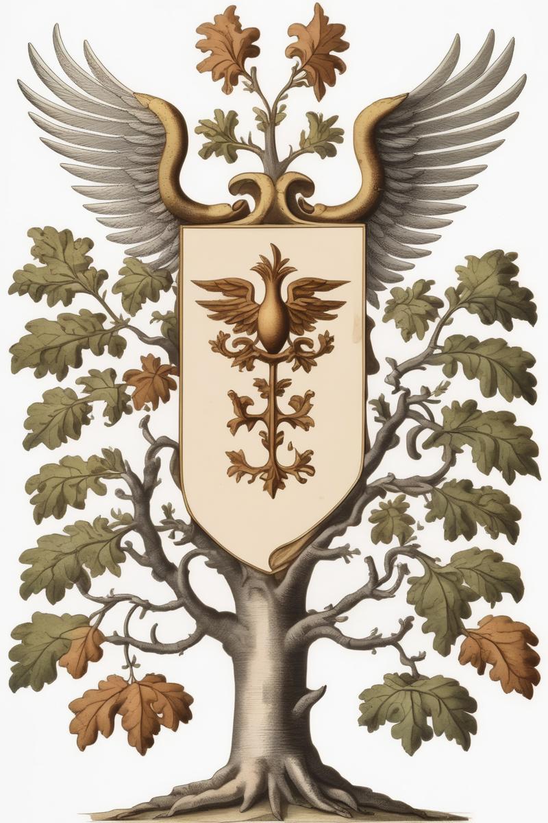 00146-69129835-_lora_Mark Catesby Style_1_Mark Catesby Style - empty form for a coat of arms with a tree and wings white background.png